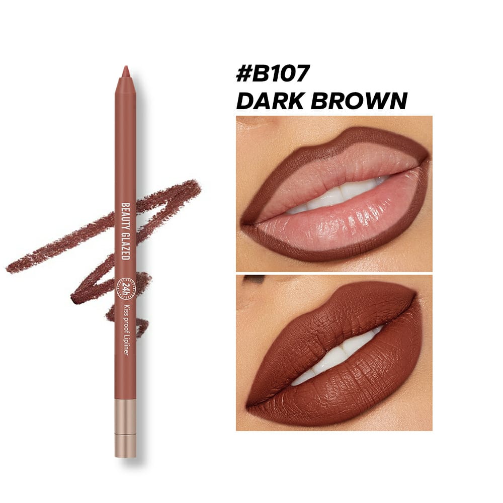 Beauty Glazed 24h Kiss Proof Waterproof Lip Liner Pencil - #B107 Dark Brown