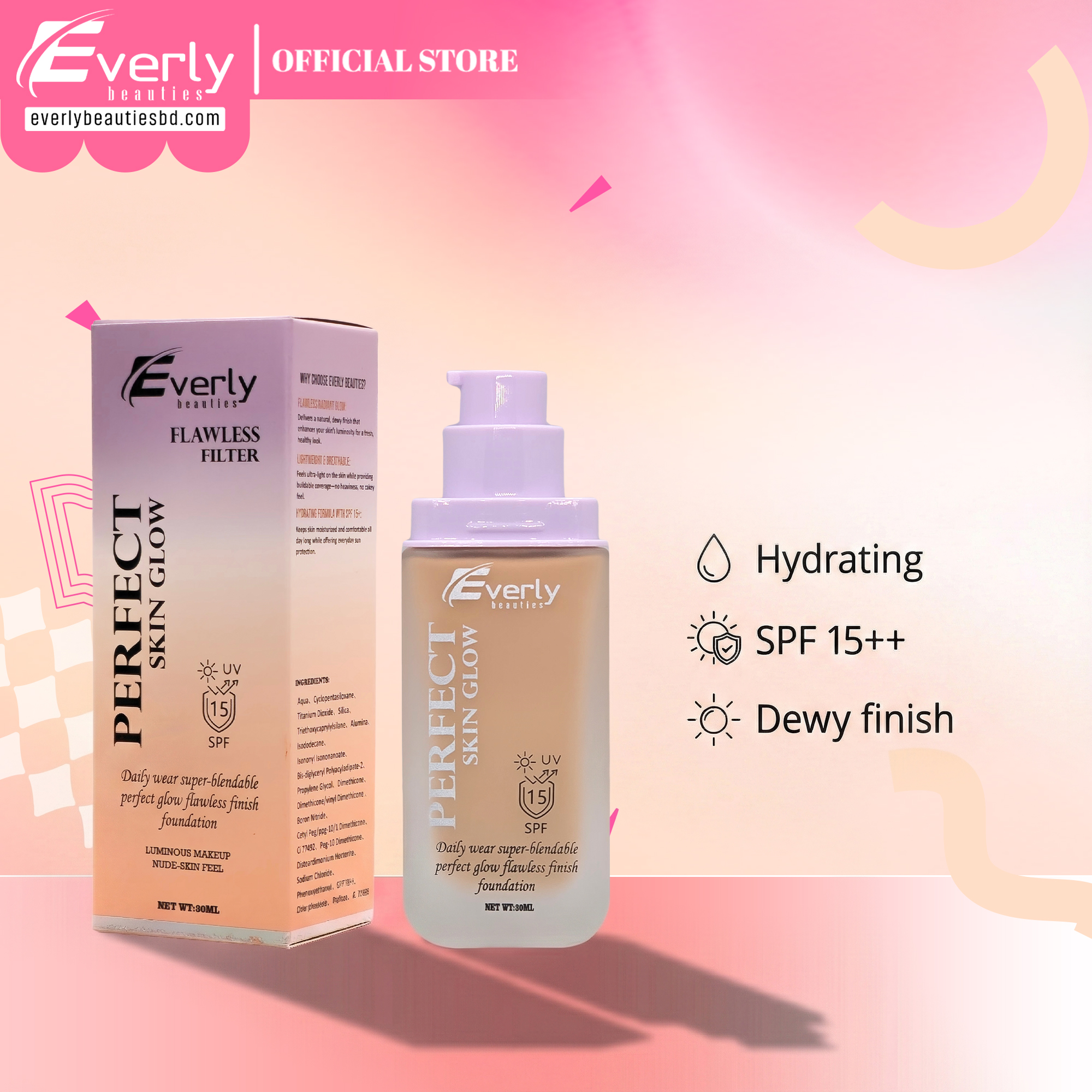 Everly Beauties Perfect Skin Glow Flawless Filter Foundation SPF 15 - Thumbnail 2
